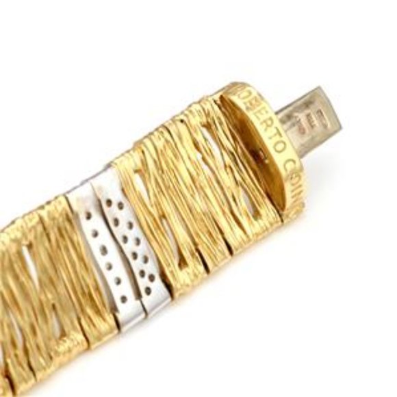 Roberto Coin Diamond 18k Gold Elephant Skin Wide Flex Bracelet - Picture 8 of 10